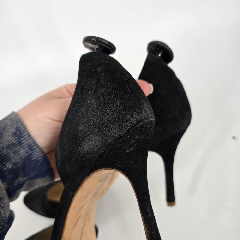 Rupert Sanderson Black Suede Almond Toe Heels Size 36.5 - Picture 7 of 9